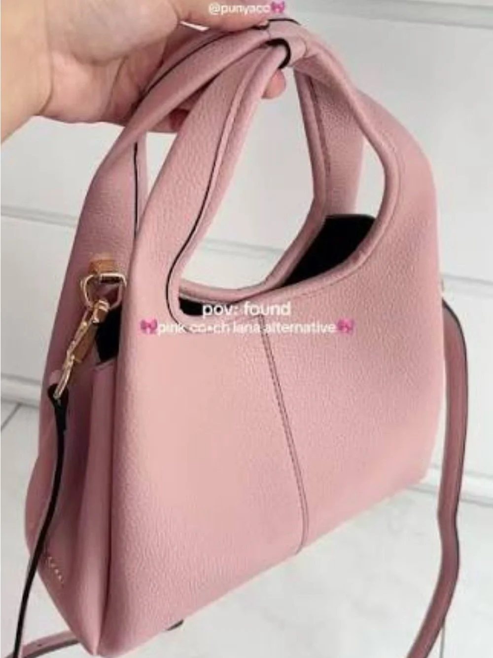 Soft Pink Structured Tote Bag with Top Handles( coach Lana look alike)